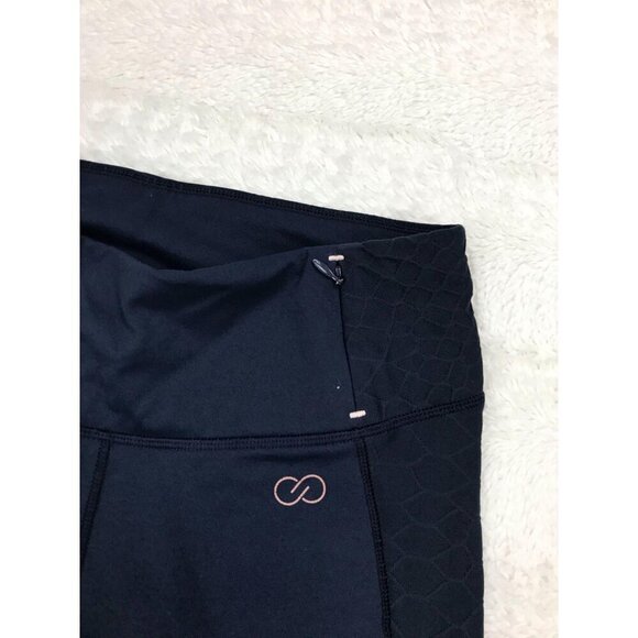 CALIA Textured Mesh Pieced Capri Leggings Small Blue Honeycomb Pattern - Picture 3 of 6